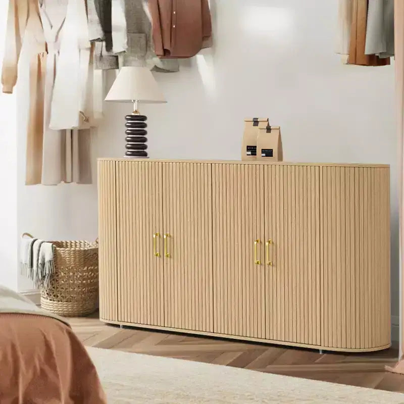 Fluted Accent Credenza with Adjustable Shelves,Sideboard Buffet Cabinet with Storage,for Living Room Kitchen