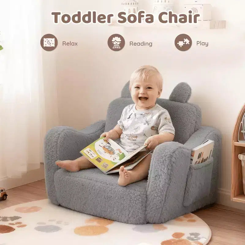 Kinder King Toddler Sofa Chair, 2-in-1 Foldable Baby Couch Flip Open Sofa Bed for Playroom