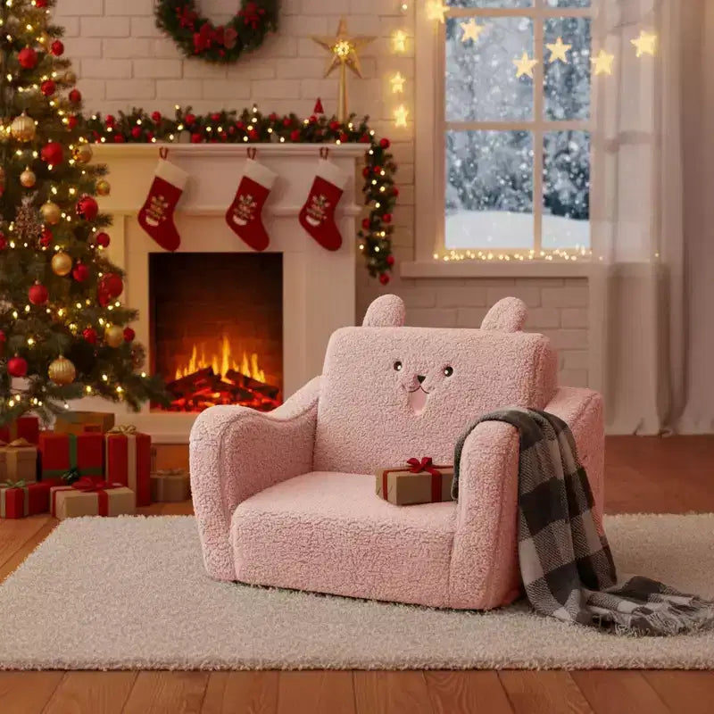Kinder King Toddler Sofa Chair, 2-in-1 Foldable Baby Couch Flip Open Sofa Bed for Playroom