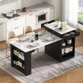 Okak Îlot de cuisine avec table extensible, table d'îlot de cuisine avec rangement double face et prise de courant, chariot de cuisine pour salle à manger