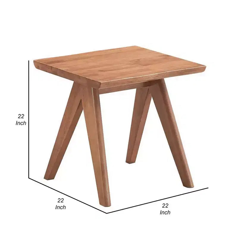 Royal Hampton 22 Inch Side End Accent Table, Angled Legs, Natural Wood Brown Finish