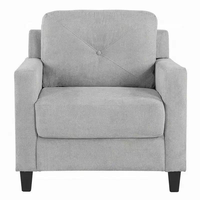 Royal Hampton Accent Chair, Track Armrest, Gray Fabric Seat w Tufted Backrest