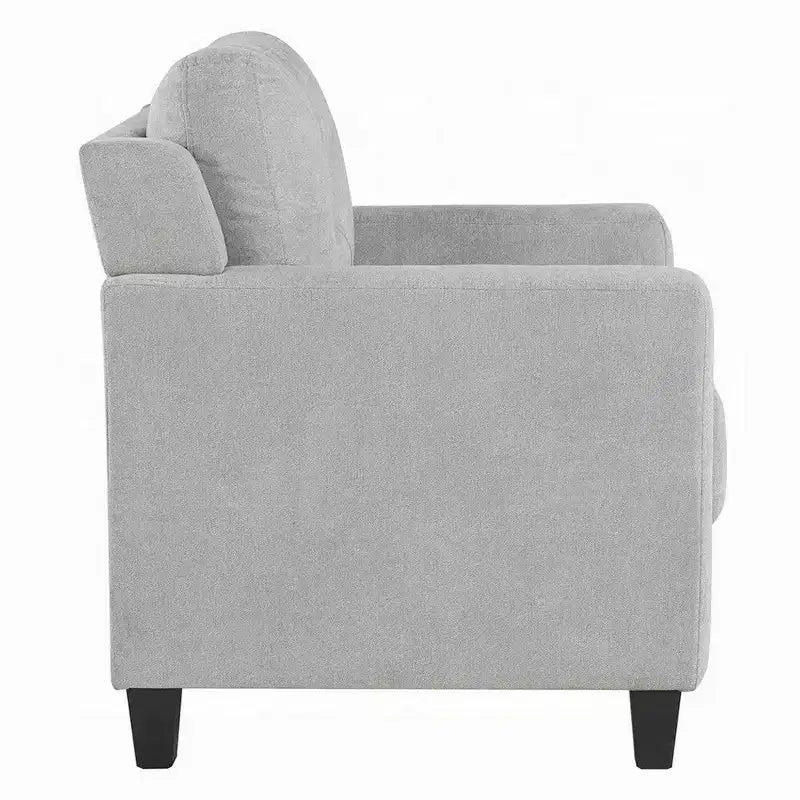 Royal Hampton Accent Chair, Track Armrest, Gray Fabric Seat w Tufted Backrest