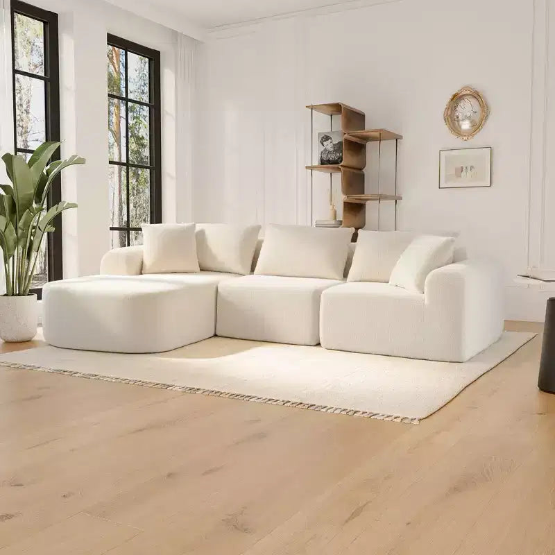 PexFix 104 Oversized Modular Sectional Sofa with L-Shape Chaise Modern Upholstered Cloud Couches with Throw Pillows for Living Room Bedroom Beige