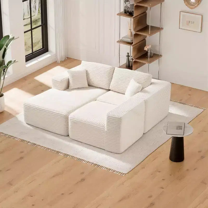 PexFix 104 Oversized Modular Sectional Sofa with L-Shape Chaise Modern Upholstered Cloud Couches with Throw Pillows for Living Room Bedroom Beige