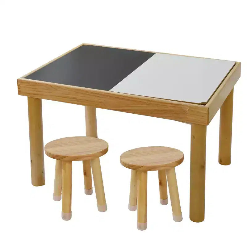 Whisen Toddler Table Chair Set, Foldable Buckets, Smooth Wipeable Surface, Easy Assembly for Indoor/Outdoor Play - Wood