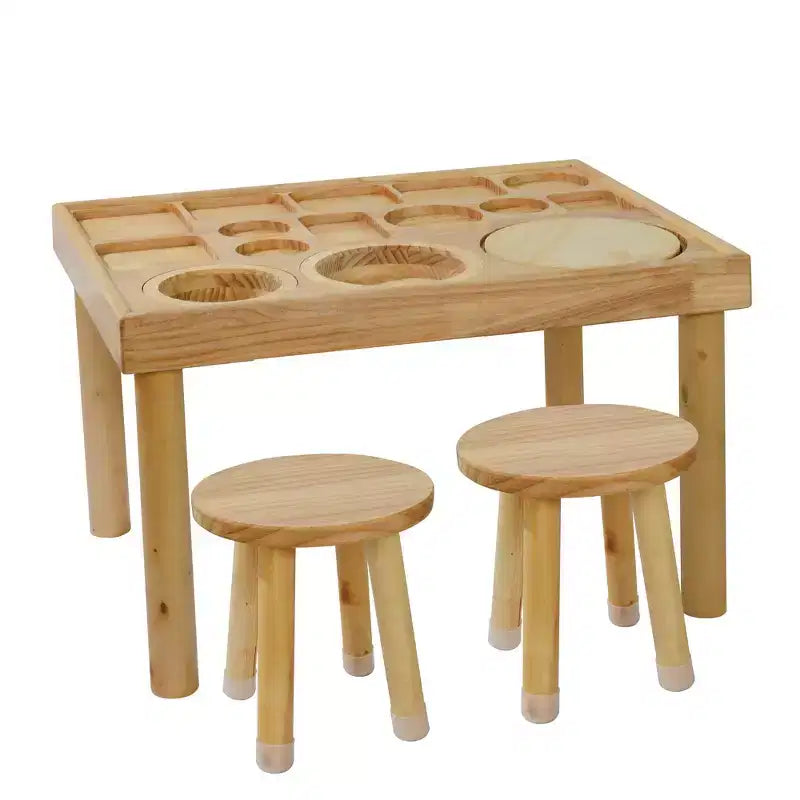 Whisen Toddler Table Chair Set, Foldable Buckets, Smooth Wipeable Surface, Easy Assembly for Indoor/Outdoor Play - Wood