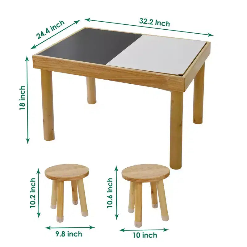 Whisen Toddler Table Chair Set, Foldable Buckets, Smooth Wipeable Surface, Easy Assembly for Indoor/Outdoor Play - Wood