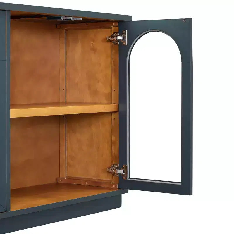 GDFStudio Henley 4-Door Buffet Cabinet with Arched Glass Doors and Adjustable Shelves