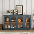GDFStudio Henley 4-Door Buffet Cabinet with Arched Glass Doors and Adjustable Shelves