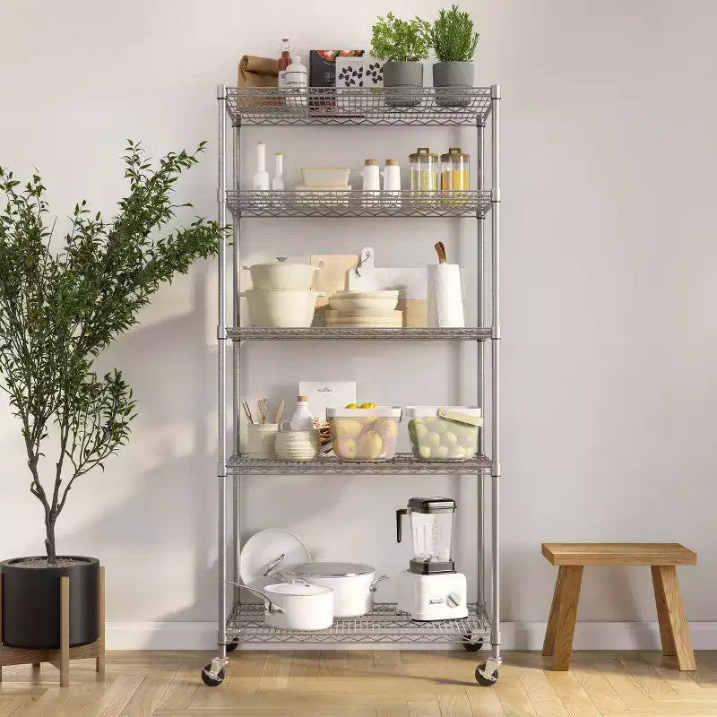 Seville Classics UltraDurable 5-Tier NSF Steel Wire Shelving Unit, 36 W x 24 D x 75 H