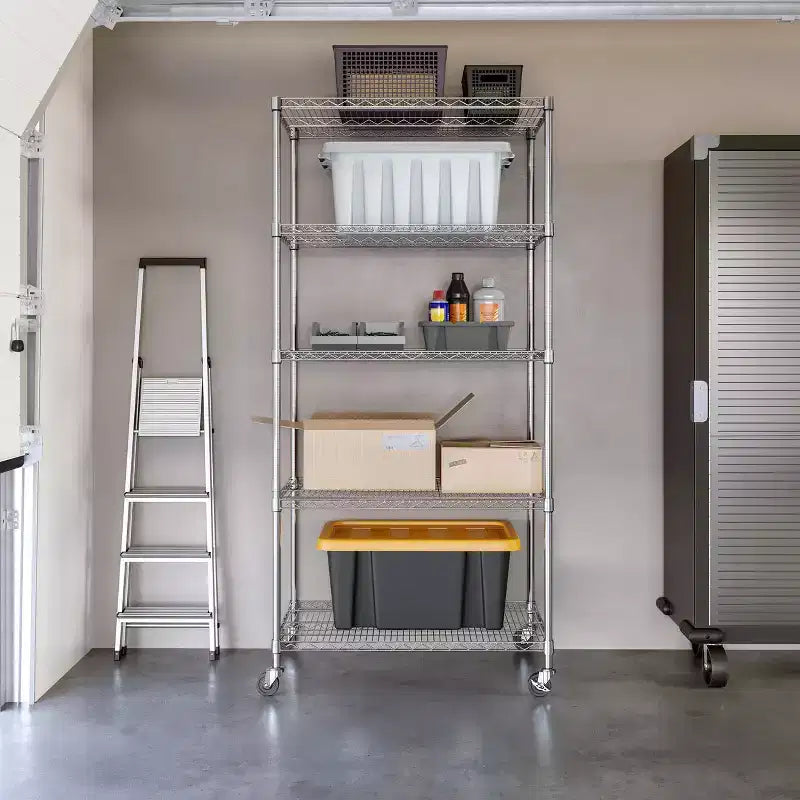 Seville Classics UltraDurable 5-Tier NSF Steel Wire Shelving Unit, 36 W x 24 D x 75 H