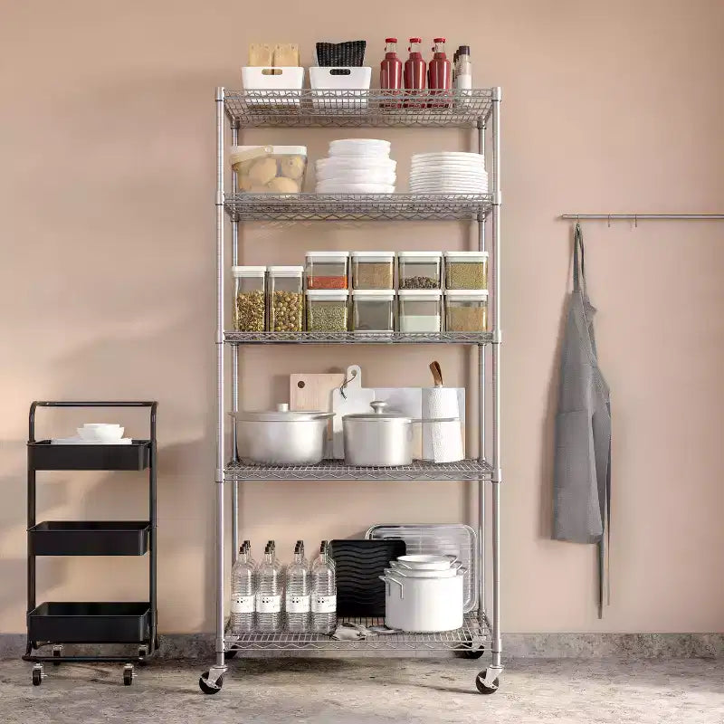Seville Classics UltraDurable 5-Tier NSF Steel Wire Shelving Unit, 36 W x 24 D x 75 H