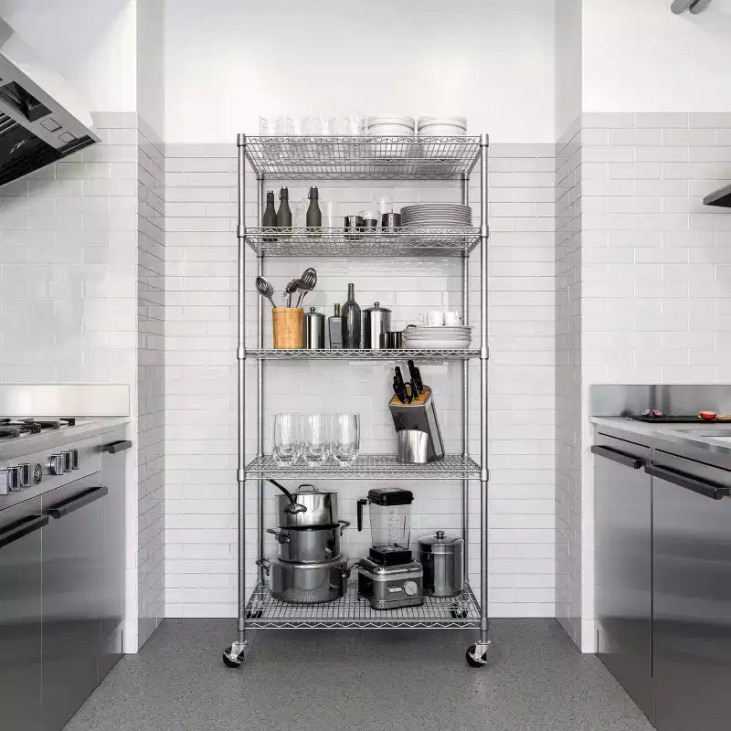 Seville Classics UltraDurable 5-Tier NSF Steel Wire Shelving Unit, 36 W x 24 D x 75 H