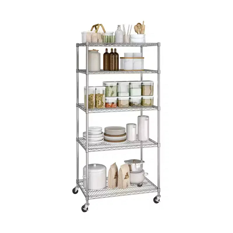Seville Classics UltraDurable 5-Tier NSF Steel Wire Shelving Unit, 36 W x 24 D x 75 H