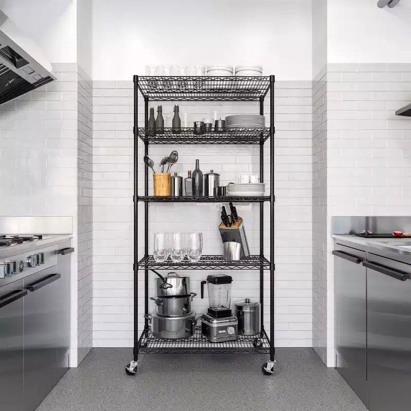 Seville Classics UltraDurable 5-Tier NSF Steel Wire Shelving Unit, 36 W x 24 D x 75 H