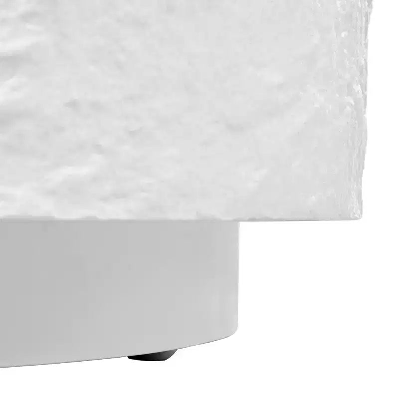 Round Coffee Table Cocktail Table Drum Center Table Sofa Side Table Accent Table with Imitation Stone Design, White, No Assembly Needed - ModernLuxe