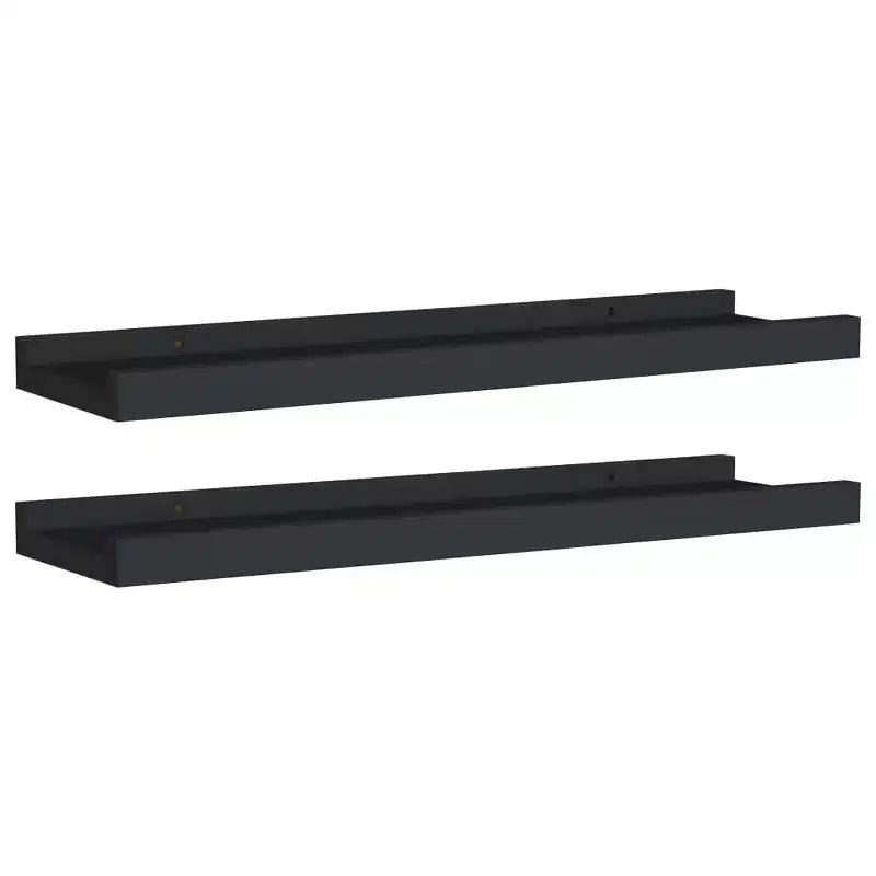 Frame Ledge Shelf Set of 2 Black MDF 15.7 x 3.5 x 1.2 in