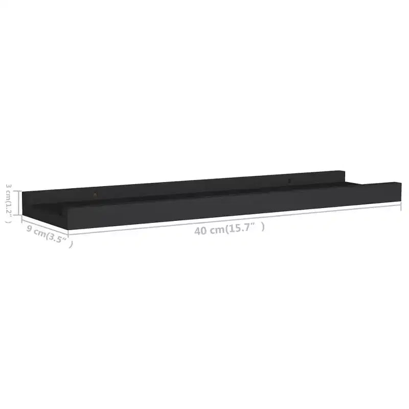 Frame Ledge Shelf Set of 2 Black MDF 15.7 x 3.5 x 1.2 in