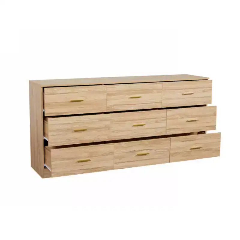 Modern Hardwood Bedroom Dresser with 9 Drawers - Spacious Storage Space, Large Drawers, Sturdy and Secure, Suitable for living Room and Bedroom.