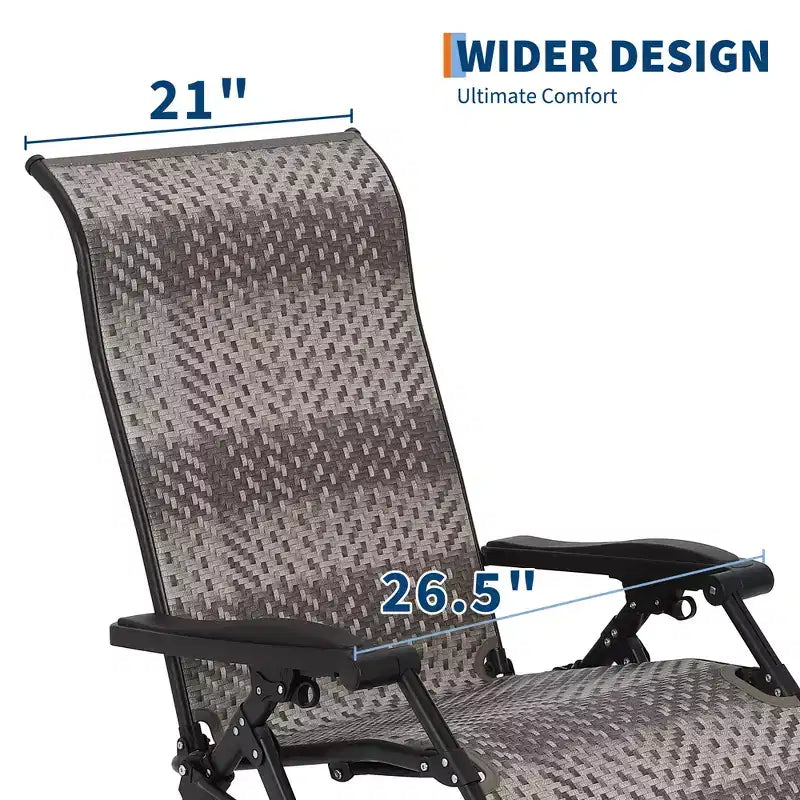 1 PCS Patio Rattan Reclining Folding Chair, Adjustable & Portable Lounge Chair, Iron Pipe Frame