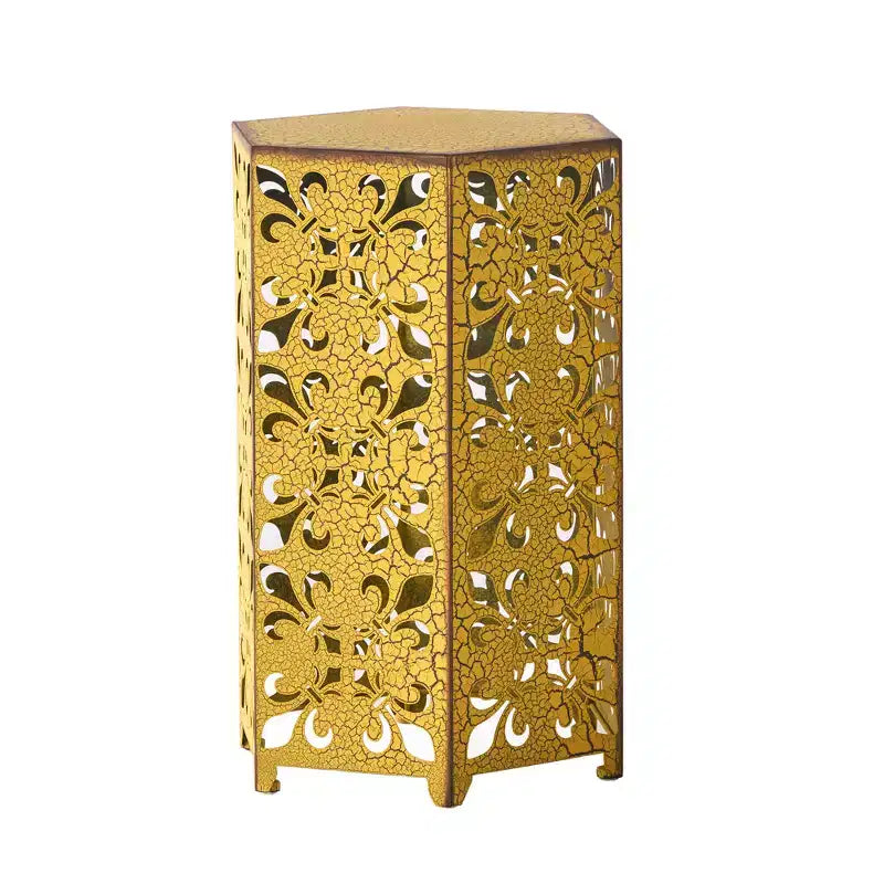 Iron Living Room Side Table,Outdoor Side Table, Modern Hexagonal Patio End Table,