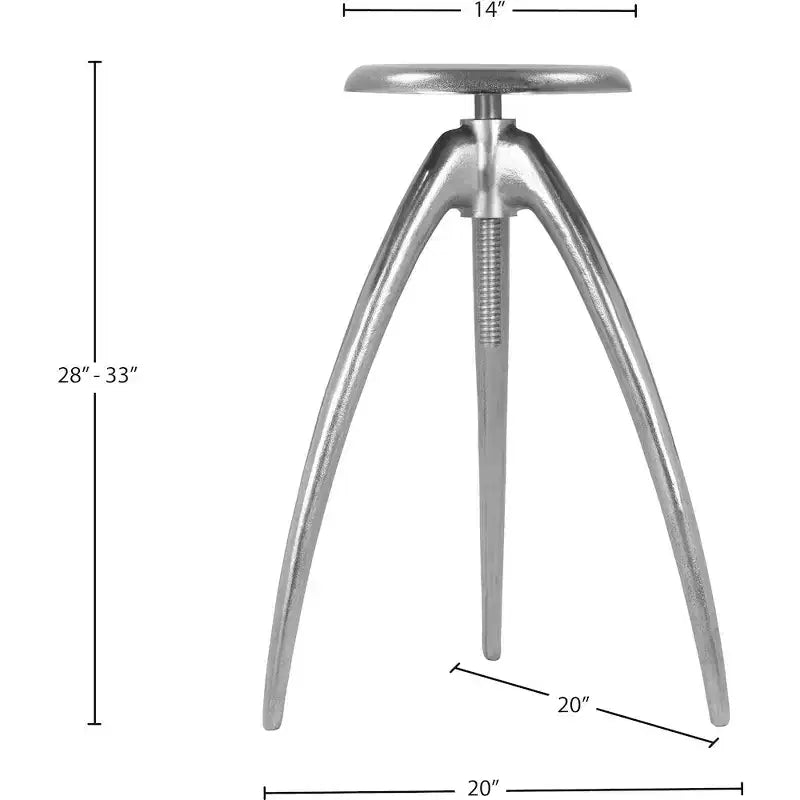 Meridian Furniture,Clara Silver Aluminum Counter/Bar Stool