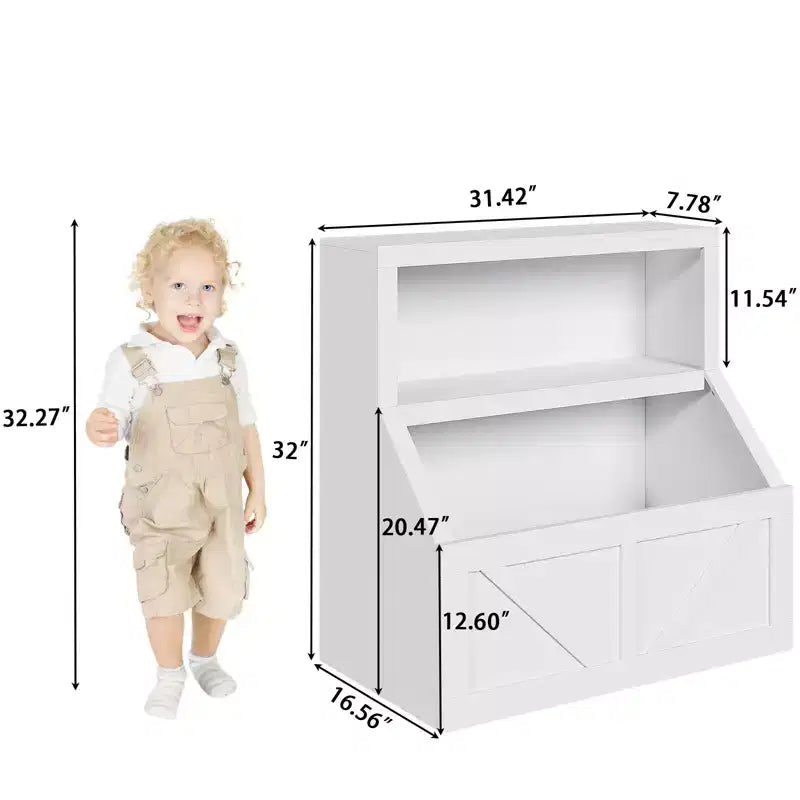 Spacious Toy Storage & Safe Design Kids Bookshelf - Wooden Toddler Bookcase with Large Cabinet, Anti-Tip for Playroom