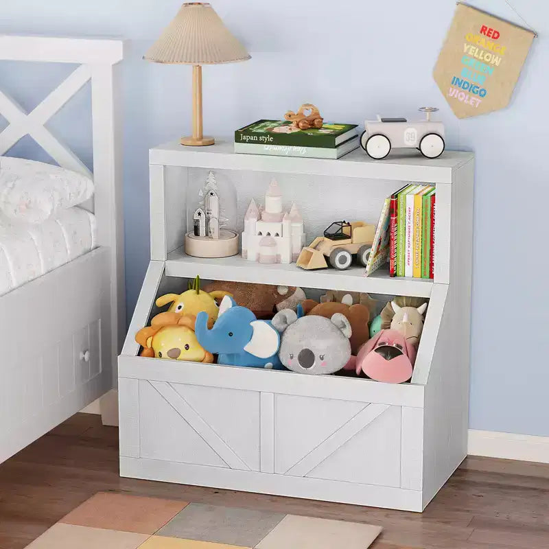 Spacious Toy Storage & Safe Design Kids Bookshelf - Wooden Toddler Bookcase with Large Cabinet, Anti-Tip for Playroom