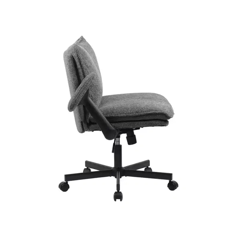 Criss-Cross Chair w/ Flip Arms & Wheels C Wide Upholstered Seat, Swivel Desk for Home Office/Vanity