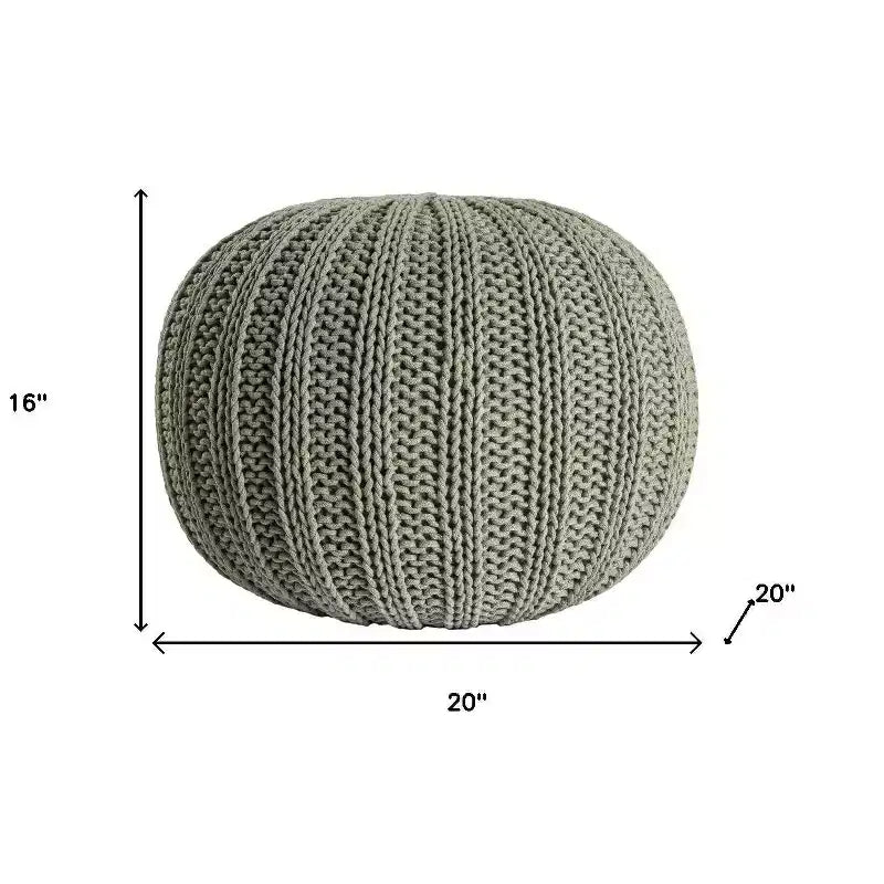 HomeRoots Pouf rond en coton tricoté torsadé vert 20