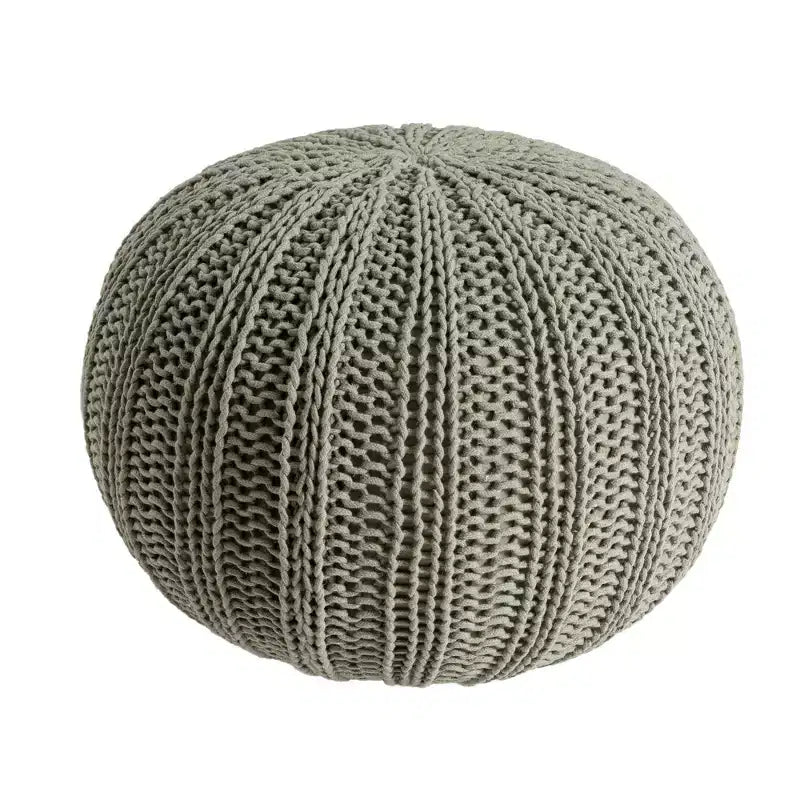 HomeRoots Pouf rond en coton tricoté torsadé vert 20