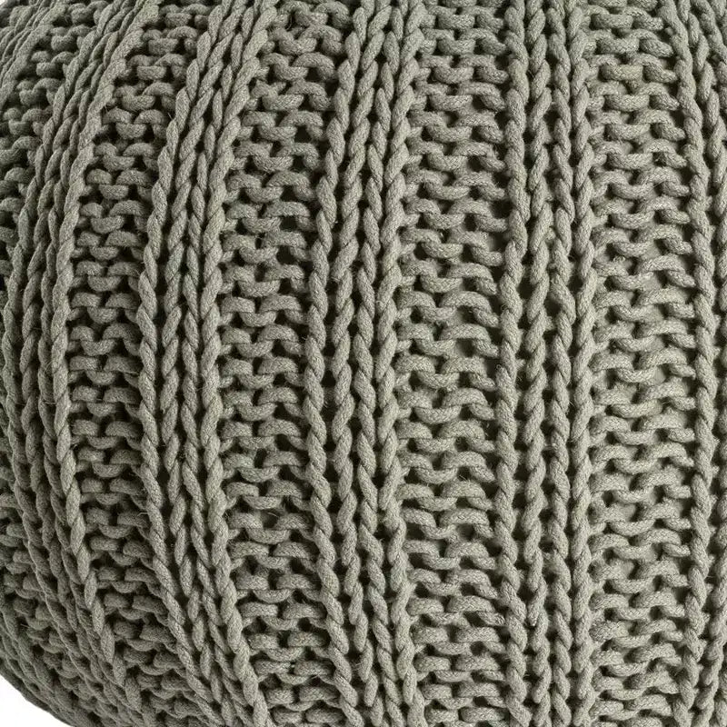 HomeRoots Pouf rond en coton tricoté torsadé vert 20