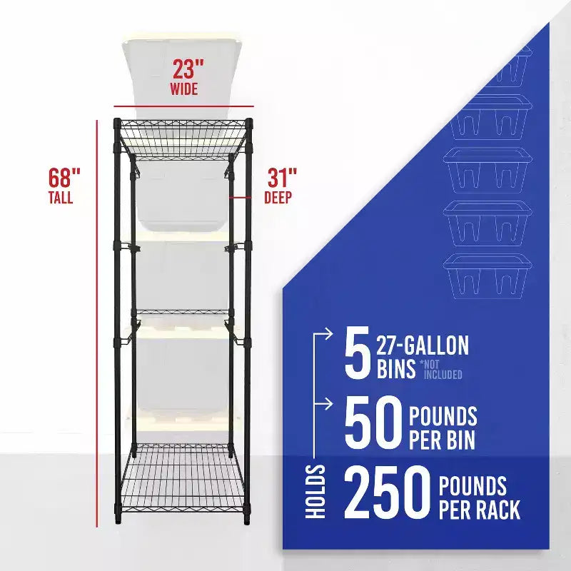 SafeRacks 27 Gallon Bin Rack