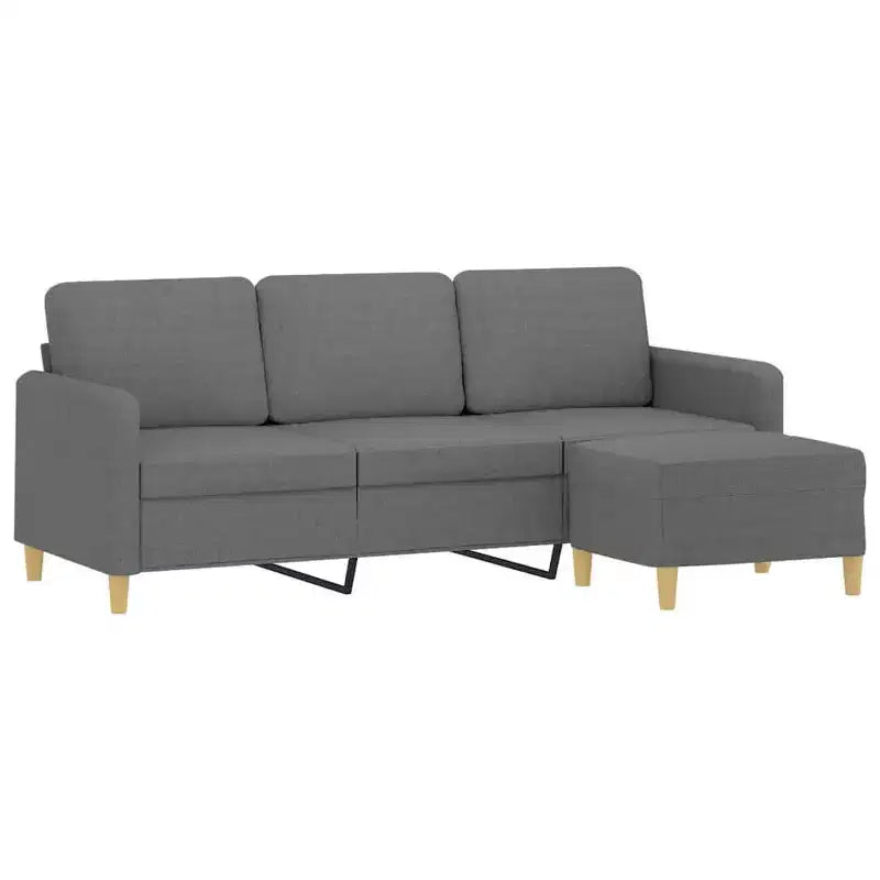 vidaXL Sofa 3-Seater Couch Sofa Armchair with Footstool for Living Room Fabric - Dark Gray