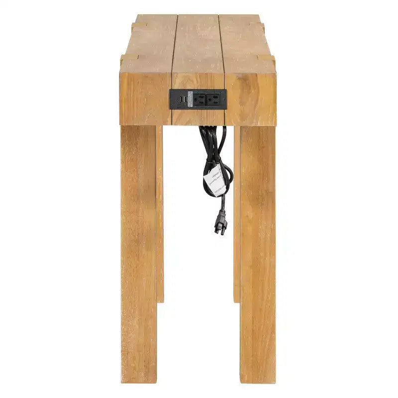 Luxystar Rustic Wood Console Table with Hidden Drawer and Side Power Outlet for Entryways, Living Rooms and Home Offices