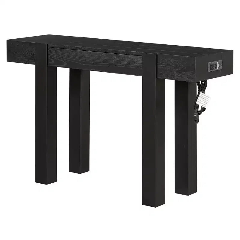 Luxystar Rustic Wood Console Table with Hidden Drawer and Side Power Outlet for Entryways, Living Rooms and Home Offices