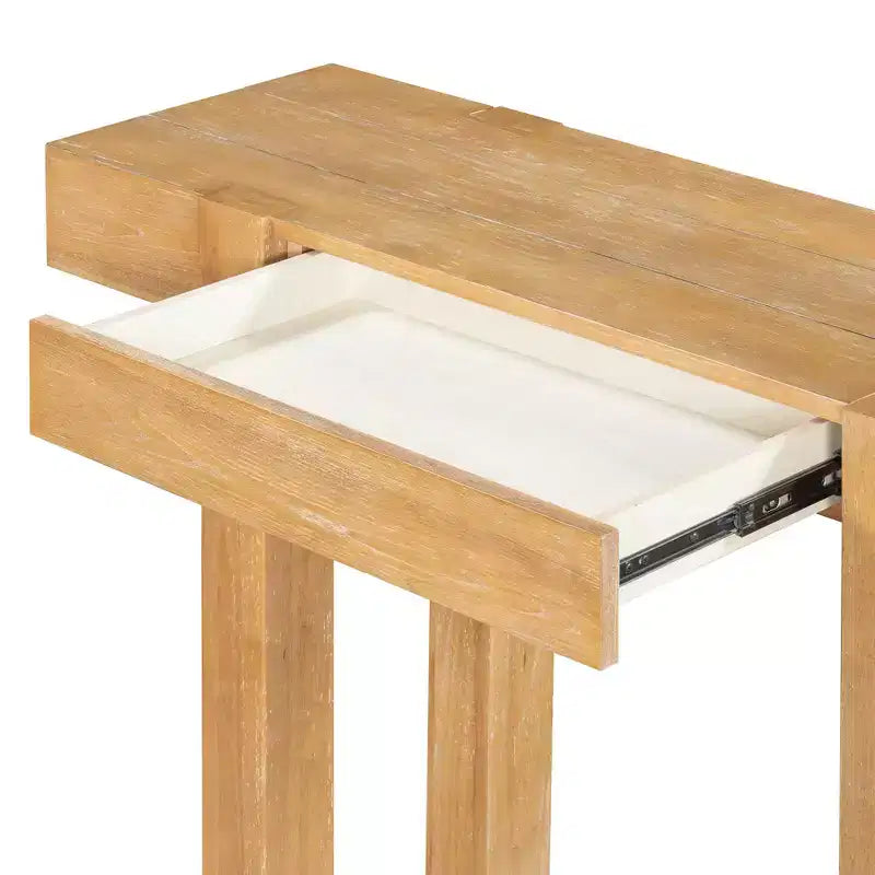 Luxystar Rustic Wood Console Table with Hidden Drawer and Side Power Outlet for Entryways, Living Rooms and Home Offices