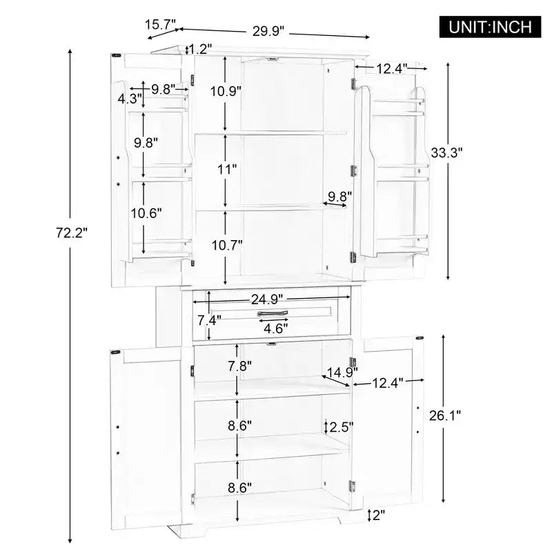 Okak Bathroom Storage Cabinet, Tall Cabinet Large Storage Cabinet with 2 Drawers and Open Shelves