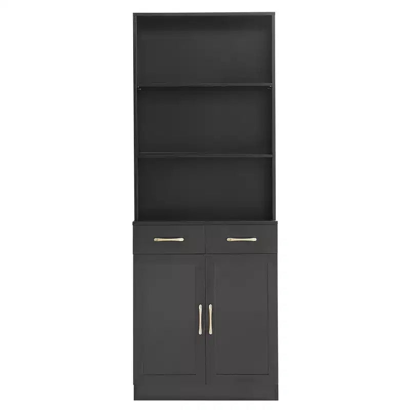 Okak Bathroom Storage Cabinet, Tall Cabinet Large Storage Cabinet with 2 Drawers and Open Shelves
