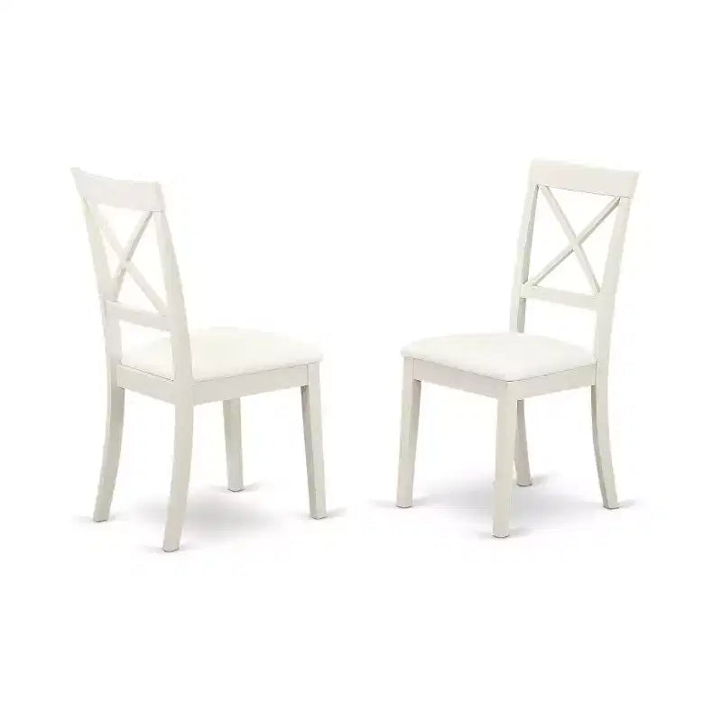 HomeStock 3-Piece Linen White Finish Solid Wood Top Dining Table Set