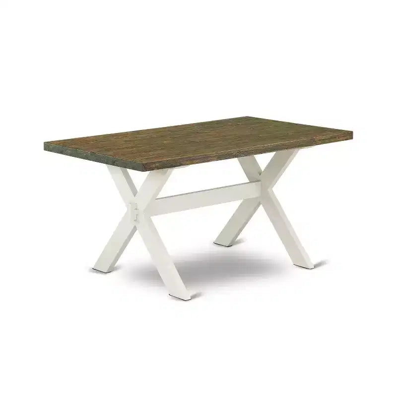 HomeStock 5-Piece Distressed Jacobean Finish Solid Wood Top Dining table with 4 Chairs