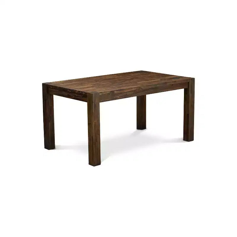 Table de salle à manger HomeStock 7 pièces avec plateau en bois massif finition jacobine vieillie et 6 chaises Parson