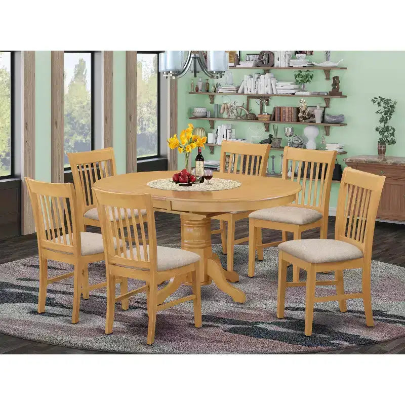 Victorian Dining Table Set - Vintage Kitchen Table & Chairs - 7 Piece Wood Table Set