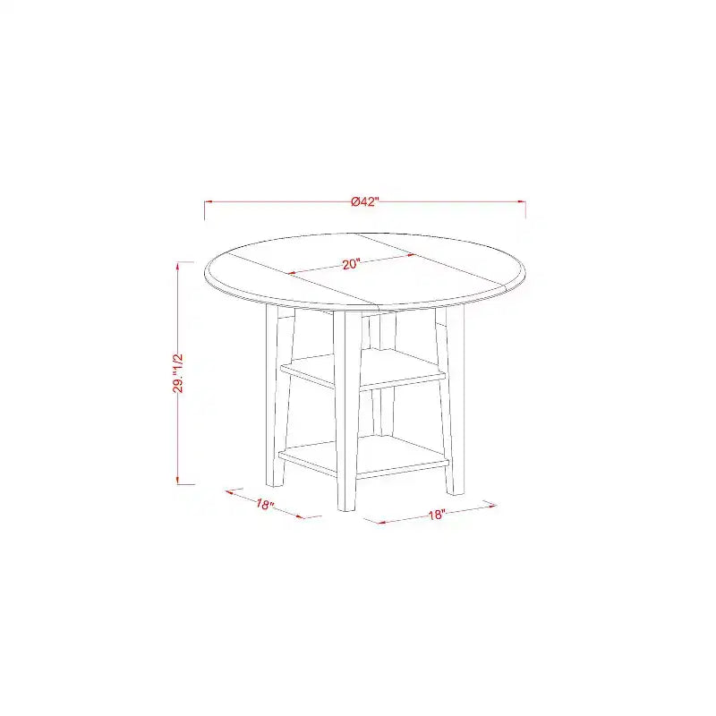 Ensemble de salle à manger 3 pièces HomeStock avec table ronde à plateau en bois massif finition cerisier et couleur crème
