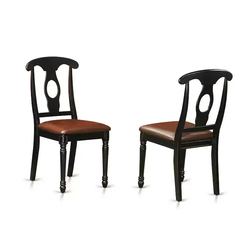 HomeStock 3-Piece Round Black and Cherry Finish Solid Wood Top Dining Table with 2 Chairs