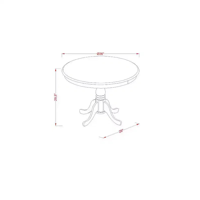 3-Piece Linen White Finish Solid Wood Top - Round Dining Room Set - Seats 4