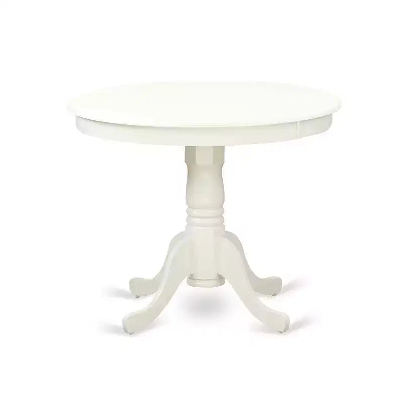 Kitchen Table Set 5 Piece Round Dining Table & 4 Chairs Linen White Modern Bistro Set