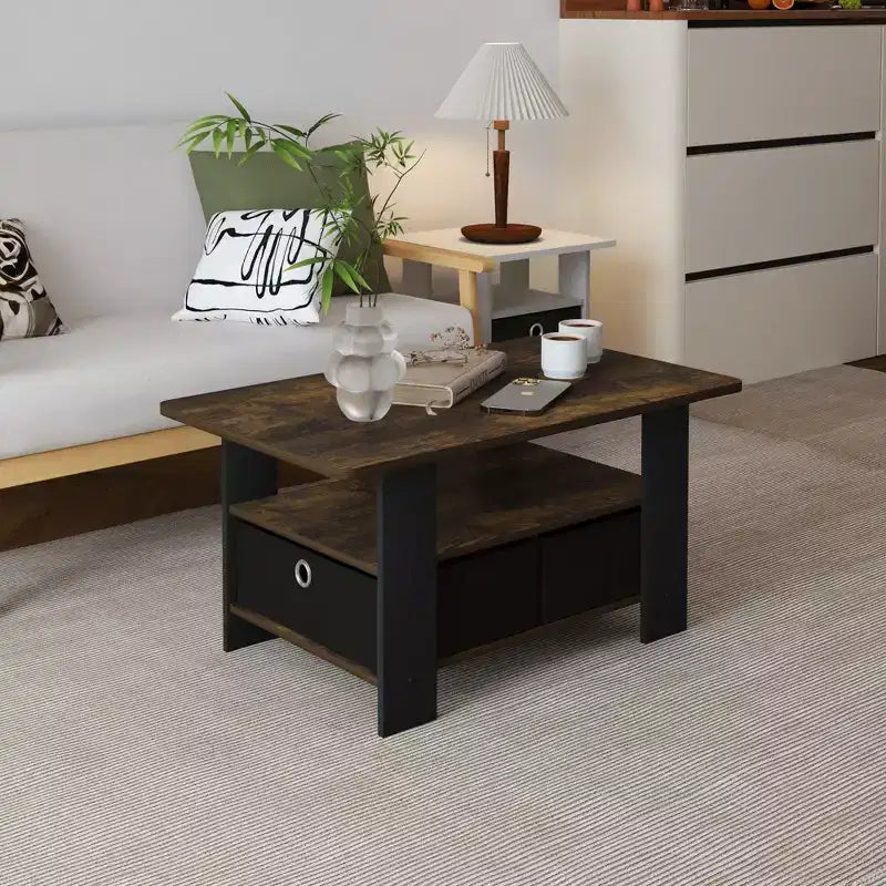 HOMLUX 31 Table Basse Salon Moderne avec Tiroir de Rangement et Étagère Ouverte
