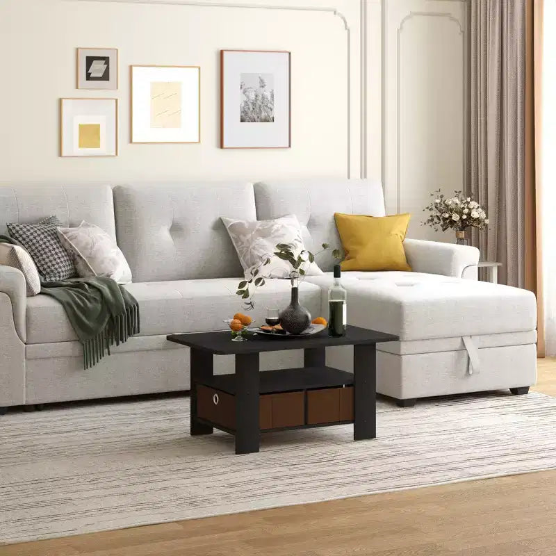 HOMLUX 31 Table Basse Salon Moderne avec Tiroir de Rangement et Étagère Ouverte